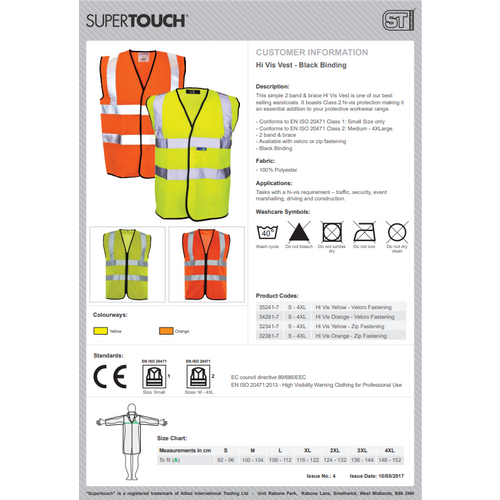 Visokovidljivi prsluk, žuti, s patentnim zatvaračem -  SuperTouch H99 slika 3