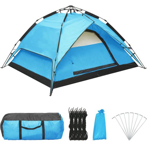 Prigodni šator za kampiranje za 2-3 osobe 240x210x140 cm plavi slika 13