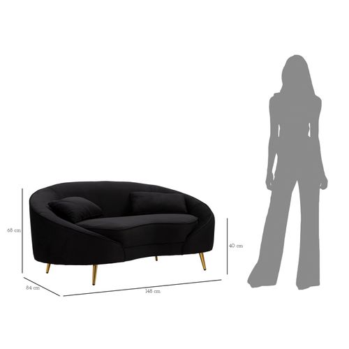 Mauro Ferretti Kauč SOFA 2 SEATERS OSLO WITH CUSHIONS BLACK cm 148X84X68 slika 10