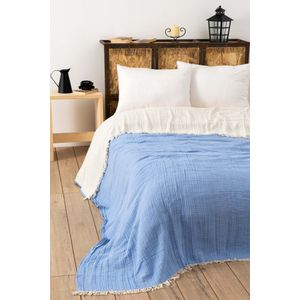 Muslin Yarn Dyed - Light Blue Light Blue Double Bedspread