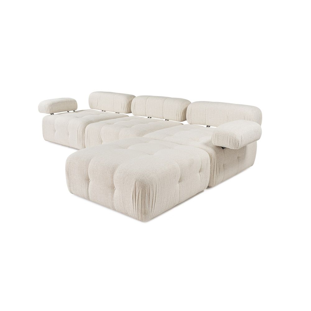 Doblo 3 Sjedala sa Pouffom (L1-O1-1R-Pouffe) - Krem Kutić Sofa slika 7