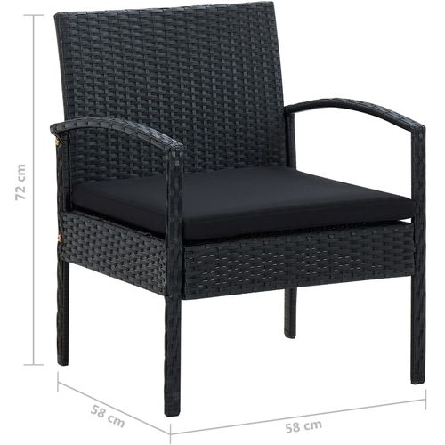 Vrtna stolica od poliratana s jastukom crna slika 7