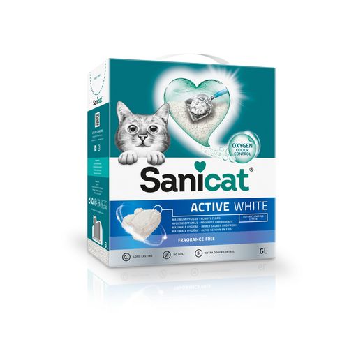 Sanicat Pijesak za mačke Active White, grudajući, bez mirisa, 10 L slika 1