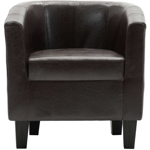 Fotelja od umjetne kože s osloncem za noge tamnosmeđa slika 22