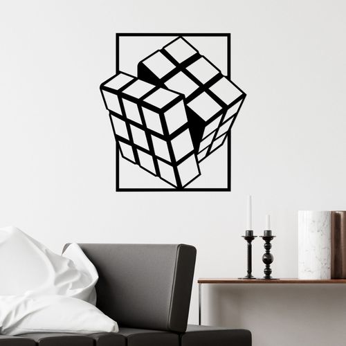 Wallity Rubik's Cube Black Decorative Metal Wall Accessory slika 2