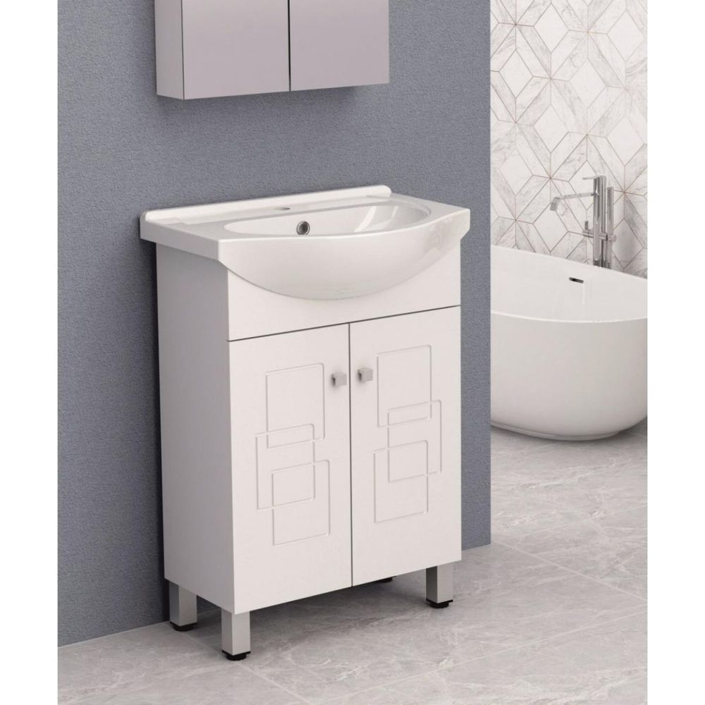 Inter Ceramic samostojeći pvc kupaonski ormarić sa umivaonikom 60x85x43 cm, bijeli slika 2