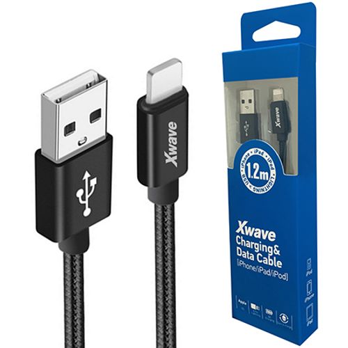 Xwave Kabl USB IPHONE 1.2M 3A,aluminium,black mesh slika 1