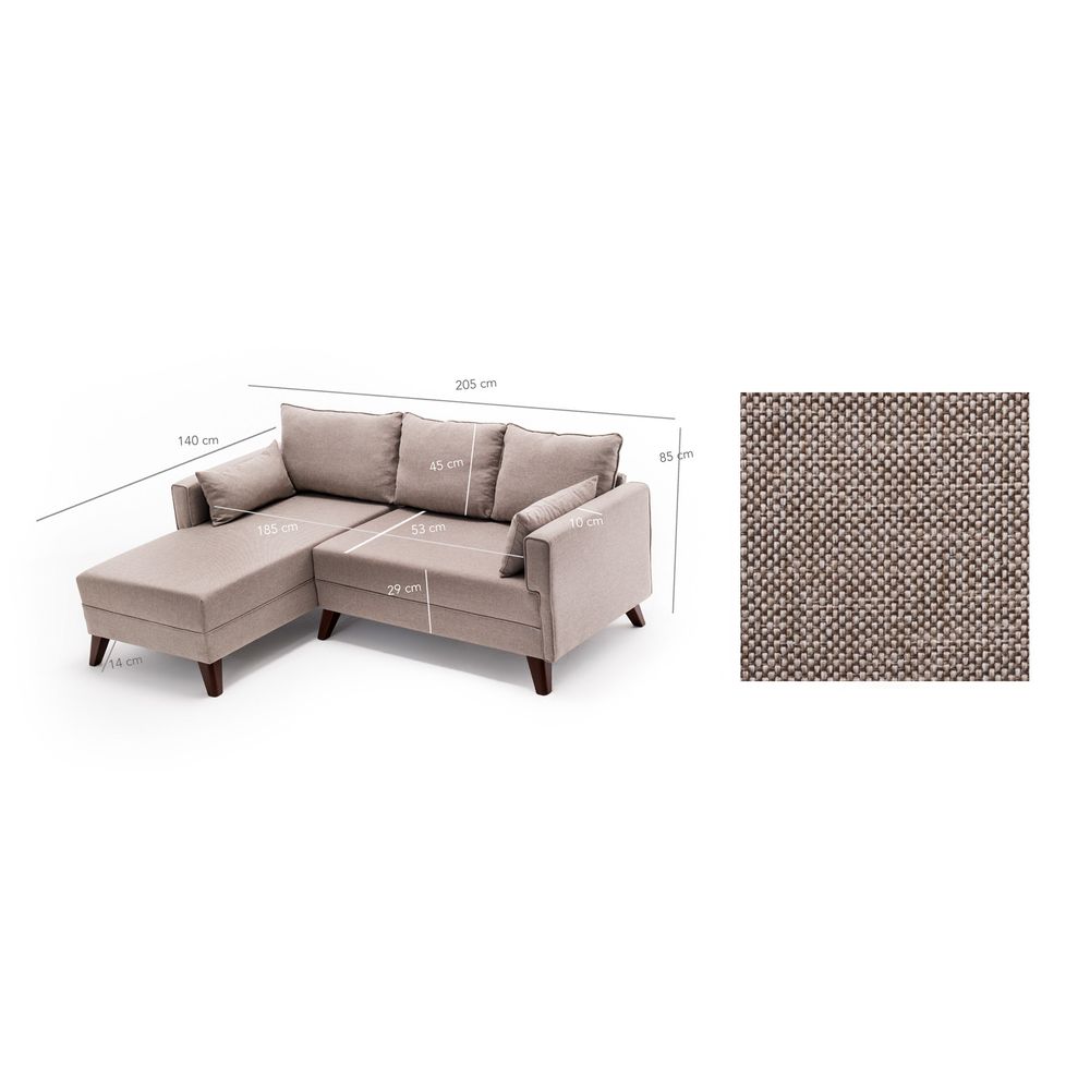 Bella Kutna Sofa na Razvlačenje - Krem Boja, Lijevi Kut slika 7