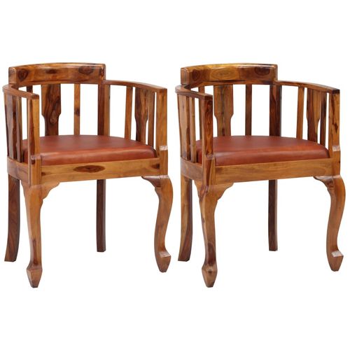 Blagovaonske stolice od prave kože i masivnog drva šišama 2 kom slika 3