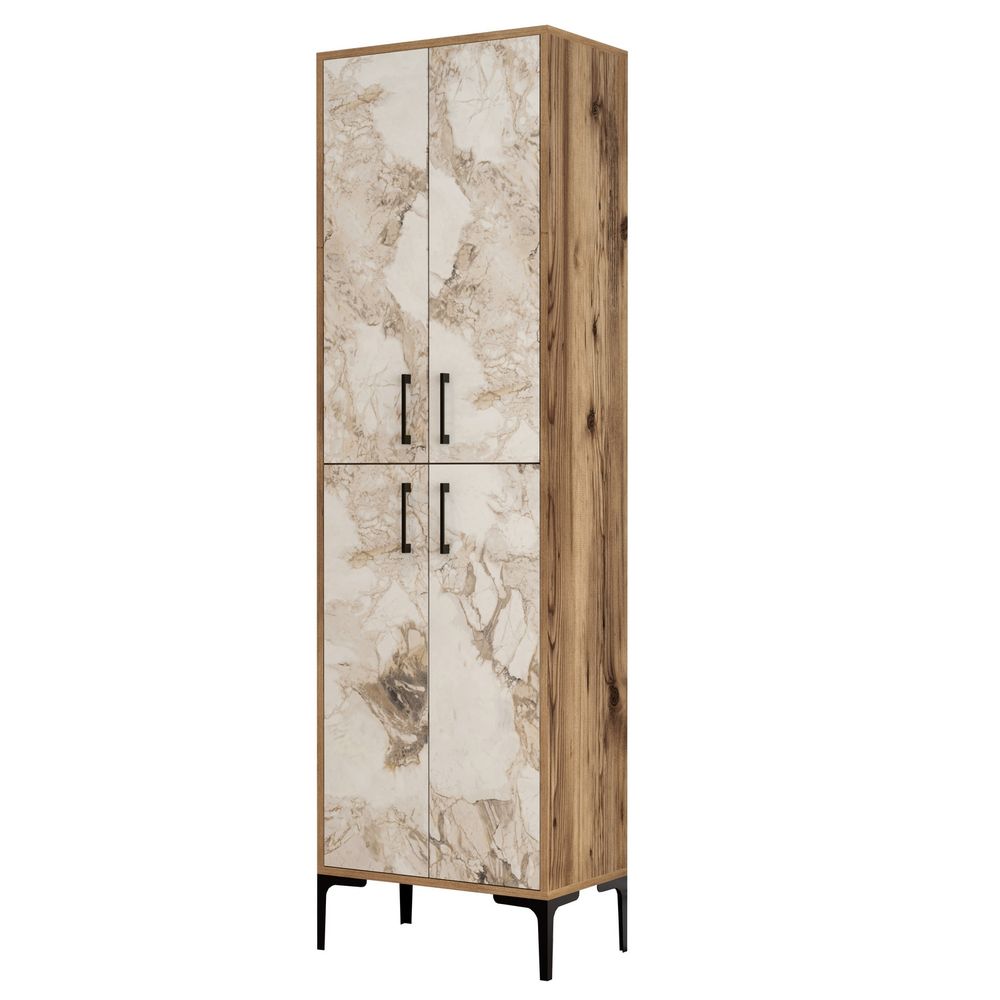 Ormar za cipele Berlin A - Orah, Bijeli Mramor Orah slika 5