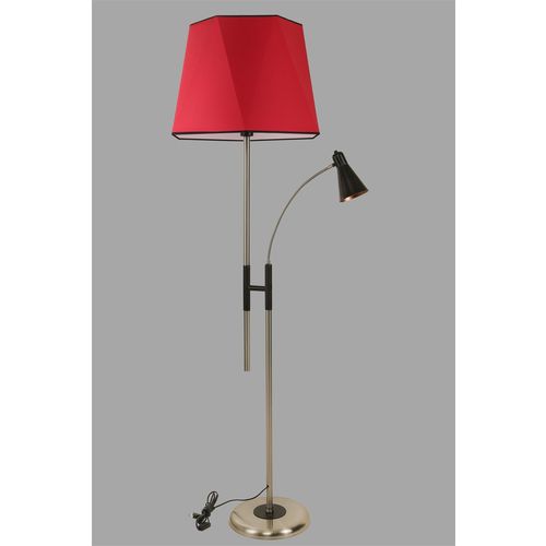 Forza Mat Krom Lambader Altıgen Kırmızı Abajurlu Red Floor Lamp slika 2