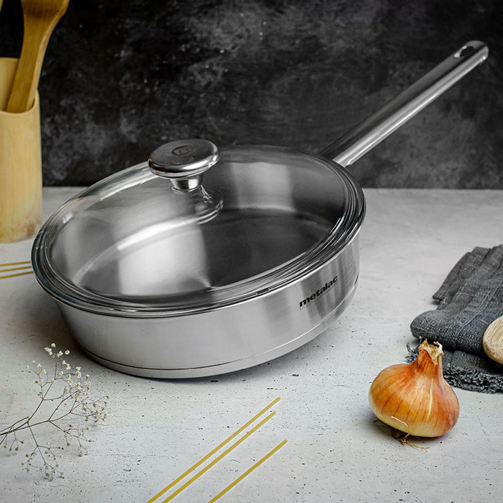 Metalac tava inox 24 cm Konix santino sa staklenim poklopcem slika 3