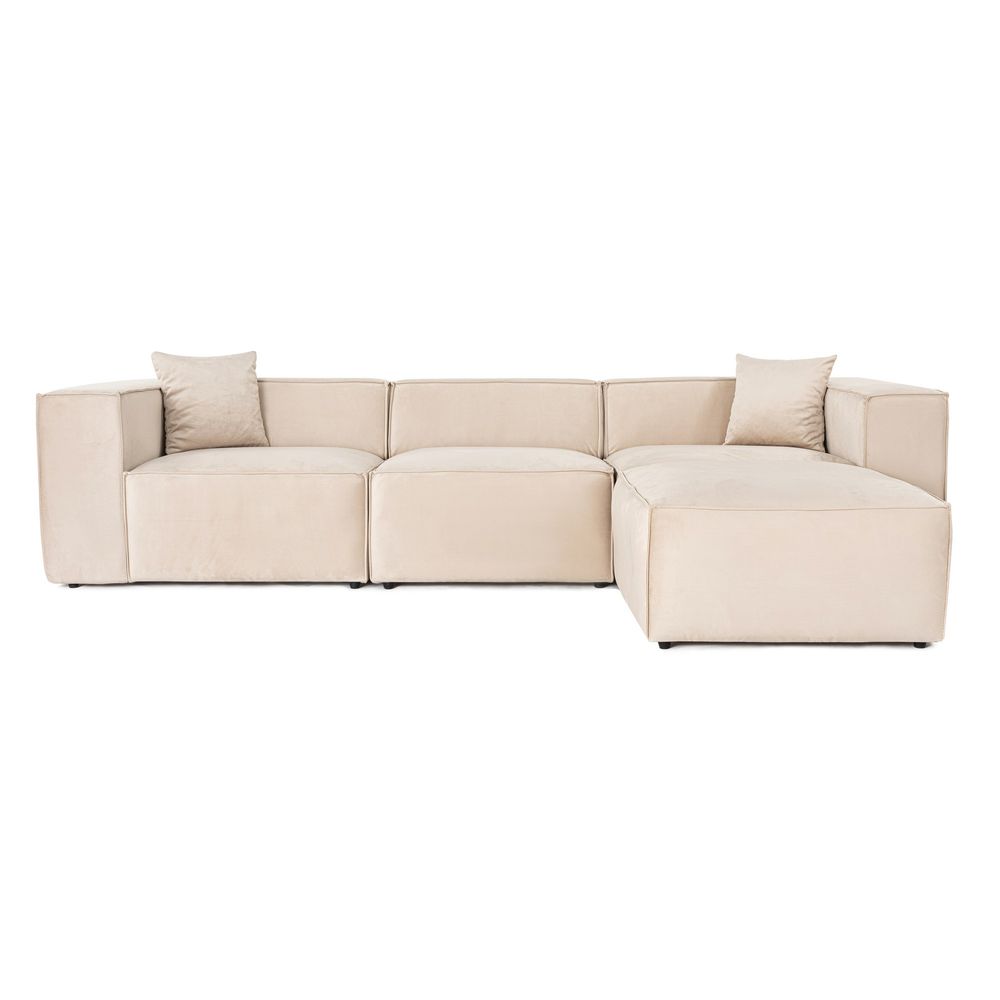 Ugaona Sofa 'Lora' (L1-O1-1R-POUFFE) - Krema Boja slika 3