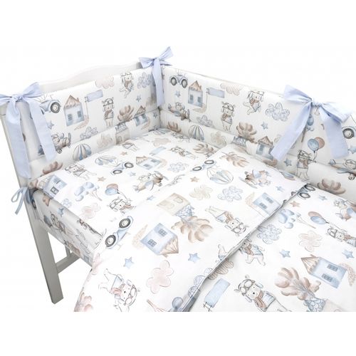 MimiNu Posteljina set 5 elem. Pilot Blue (za krevetić 120x60 cm) slika 1