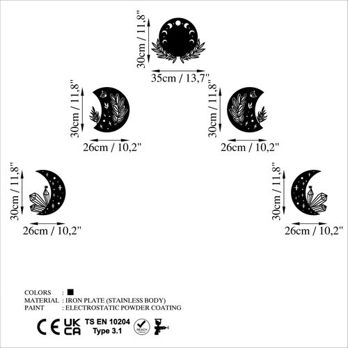The Phases Of The Moon Black Decorative Metal Wall Accessory slika 6