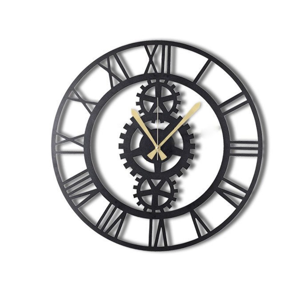 Decorative metal wall clock Gear XL, colour: black slika 5