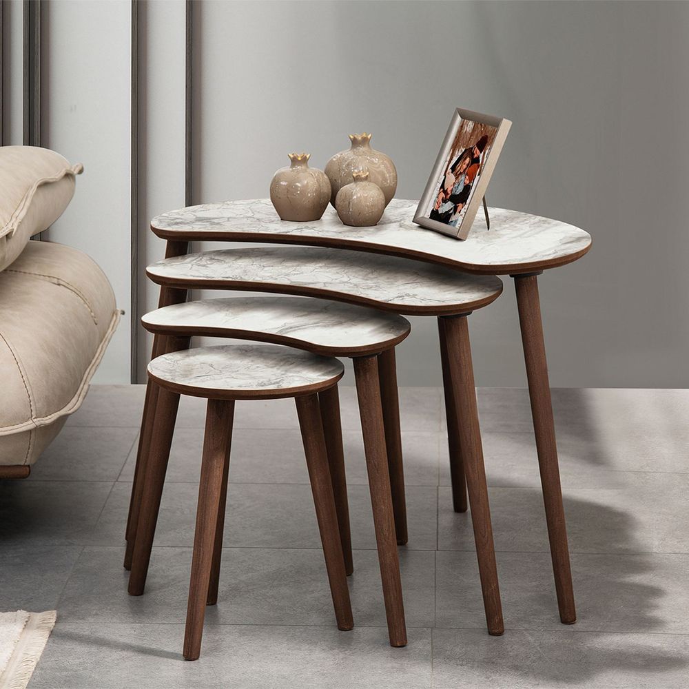Nesting Table Moon - Set od 4 komada u bijeloj boji slika 1