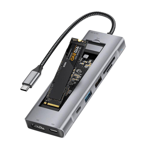 Adapter Type C na HDMI, Type C, PD, USB 3.0, USB 2.0, SD card, TF i M.2 NVMe 8 u 1 20cm kabl slika 2