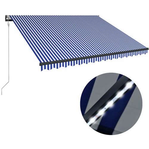 Tenda sa senzorom za vjetar LED 300 x 250 cm plavo-bijela slika 1