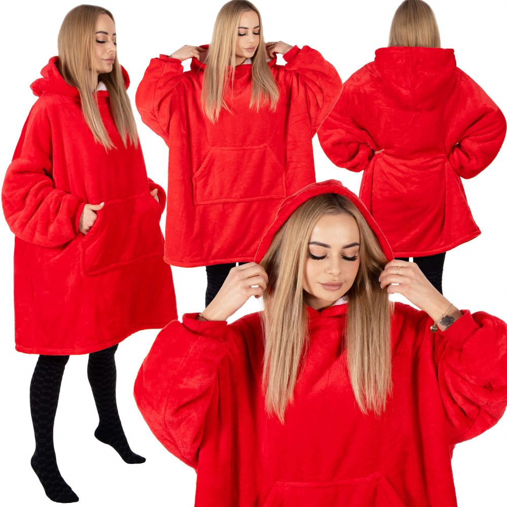 Springos mekana oversize majica u obliku deke, crvena slika 5
