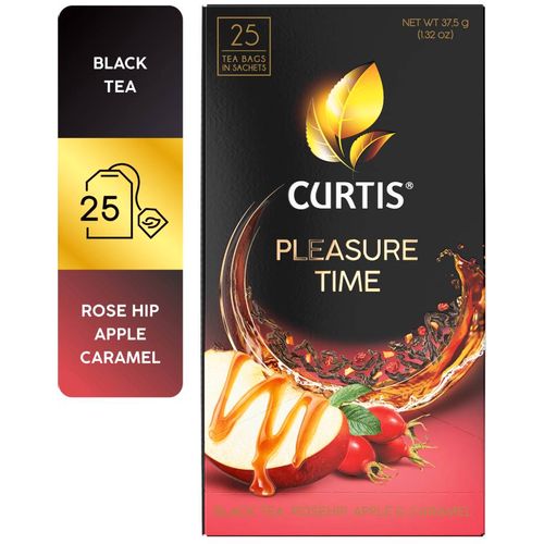 Curtis  Pleasure Time - Crni čaj sa komadićima jabuke, šipurkom, aromom pitaje i karamele, 25x1,5g slika 1