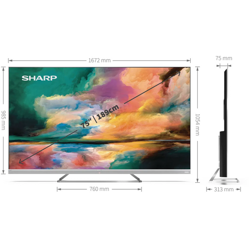 Sharp TV 75EQ4EA ANDROID Frameless Quantum Dot Silver  slika 9