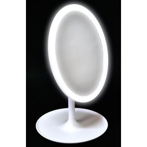 TENDANCE Samostojeće kozmetičko ogledalo sa LED rasvjetom 31,5x18cm, Bijelo