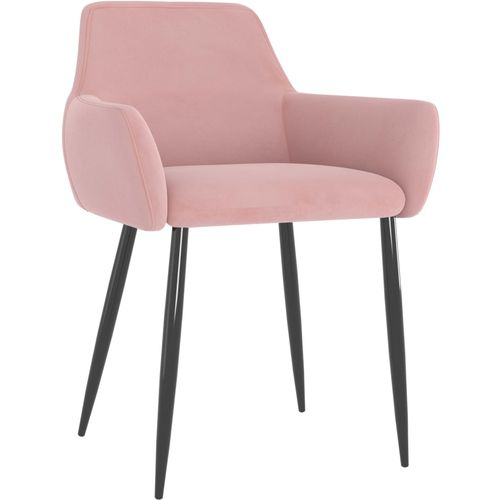 Blagovaonske stolice 2 kom ružičaste baršunaste slika 2