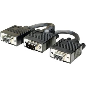 Manhattan VGA Y-kabel VGA 15-polni utikač, VGA 15-polna utičnica, VGA 15-polna utičnica 0.15 m crna 304559 mogućnost vijčanog spajanja VGA kabel