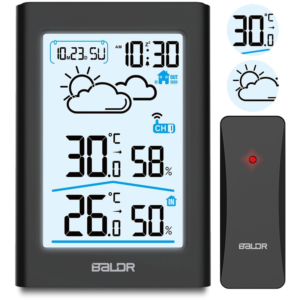 Meteorološka stanica s zaslonom BD-911 crna slika 1