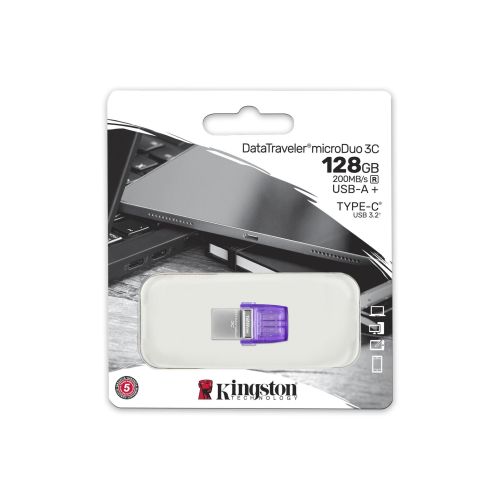 Kingston DTDUO3CG3/128GB 128GB USB Flash Drive, 2-in-1 USB 3.2 Gen.1 Type-C & Type-A, DataTraveler microDuo 3C, Read up to  200MB/s slika 3