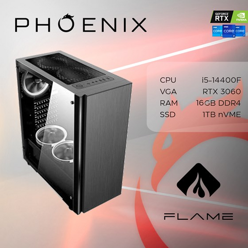 Phoenix računalo FLAME Y-602, Intel i5 14400F, 16GB DDR4, NVME SSD 1TB, RTX 3060 12GB slika 1