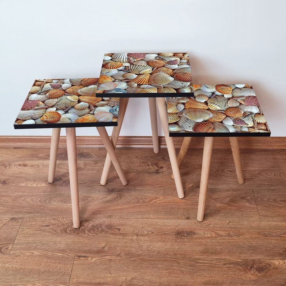 Nesting Table 3Shp21 - Set od 3 komada u narandžastoj i krem boji slika 1