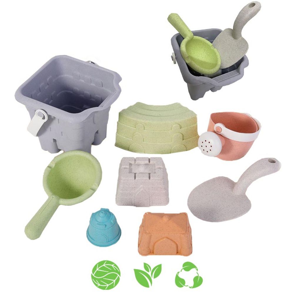 Woopie green set toranj s kantom za pijesak 8 kom. biorazgradiv organski materijal slika 1