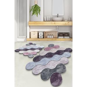 Colourful Cotton Kupaonski tepisi u setu (2 komada), Circle - Purple