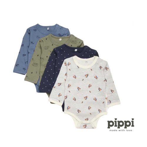 Pippi - Bodi dugi rukav s printom (4 kom), Deep Lichen Green, vel. 62 slika 2