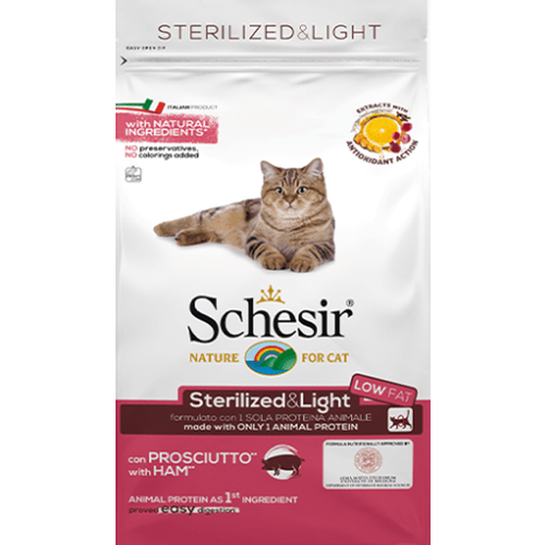 Schesir Cat Dry Sterilized &amp; Light Ham 10 kg slika 1