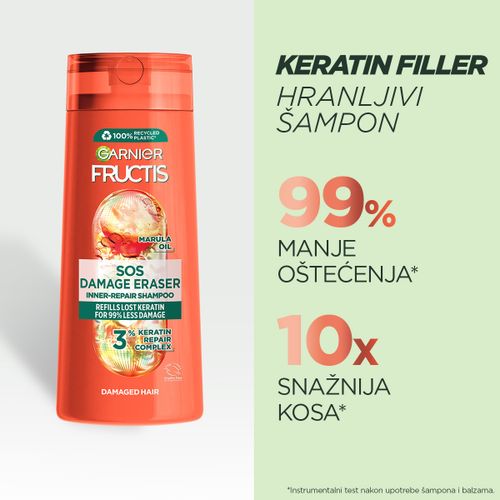 Garnier Fructis SOS Damage Eraser Šampon za unutrašnju obnovu oštećene kose 400ml slika 3