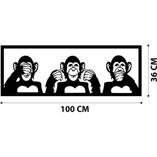Wallity Three Monkeys-L Black Decorative Metal Wall Accessory slika 6
