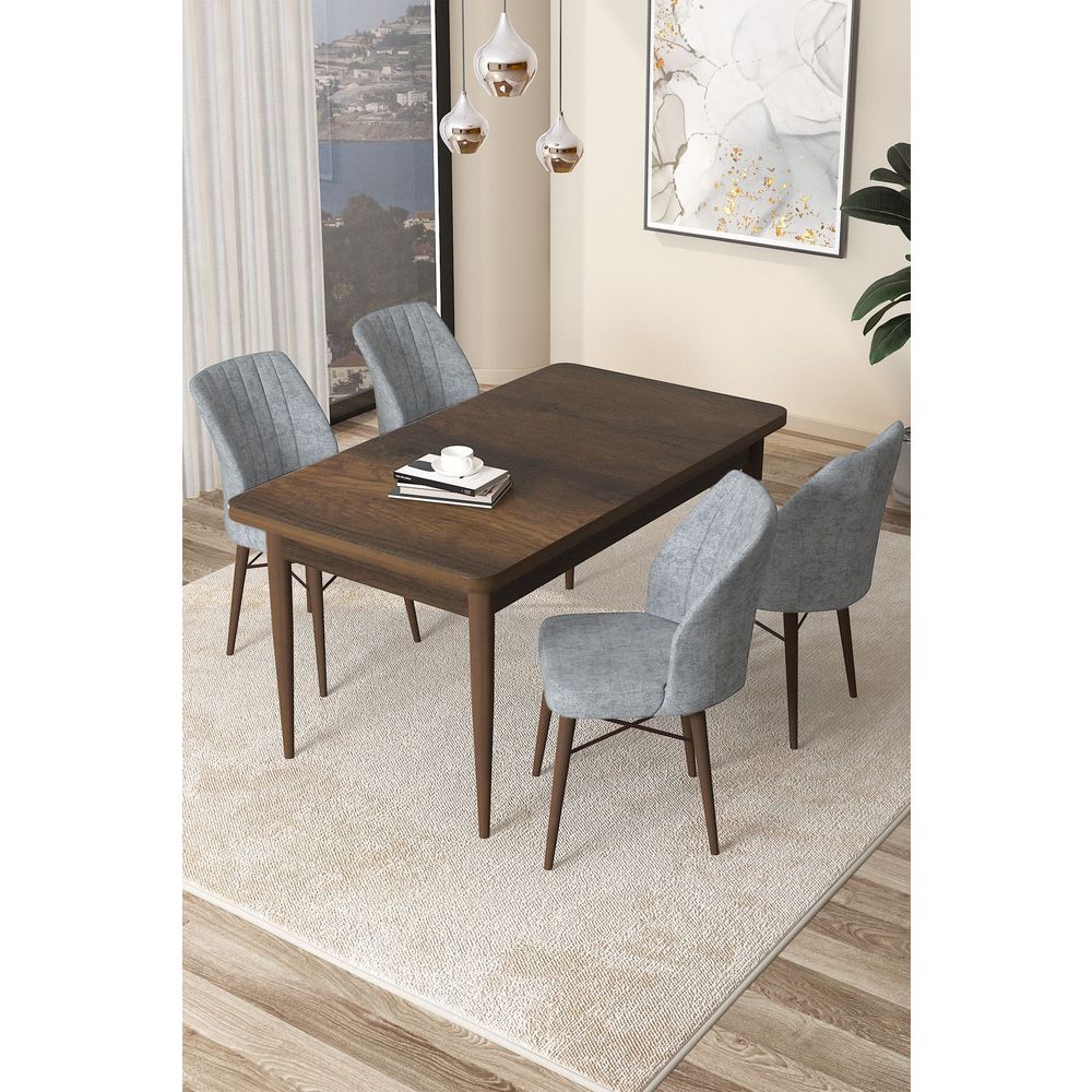 Arp - Baroque, Sivi Barokni Set Trpezarijskog Stola i Stolica (5 Komada) slika 1