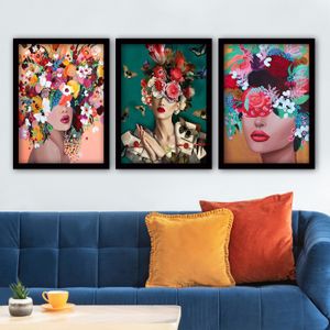 3SC162 Multicolor Decorative Framed Painting (3 Pieces)
