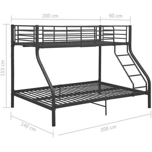 Okvir za krevet na kat sivi metalni 140 x 200 / 90 x 200 cm slika 17