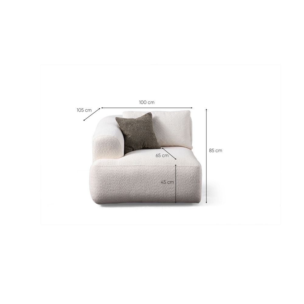 Sofa za 3 osobe Sofia (L1 + O1 + 1R) - bijela slika 10