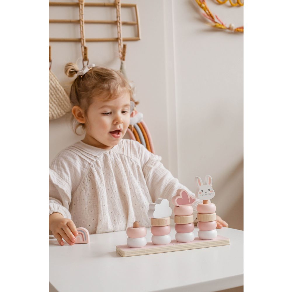 Label Label Drvena didaktička slagalica sa prstenovima, Pink slika 3