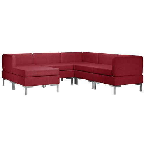 6-dijelni set sofa od tkanine crvena boja vina slika 13