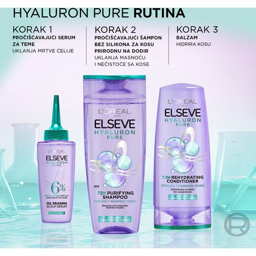 L’Oréal Paris Elseve Hyaluron pure šampon za dehidriranu kosu koja se brzo masti 400ml slika 7