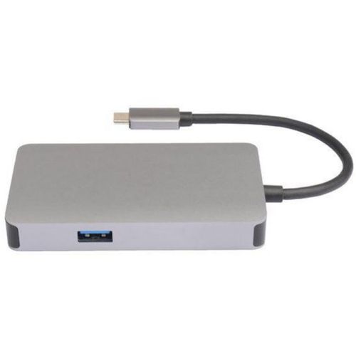 E-GREEN Adapter USB 3.1 tip C (M) - HDMI + VGA + 2xUSB 3.0 + RJ45 + tip C (F) beli slika 2