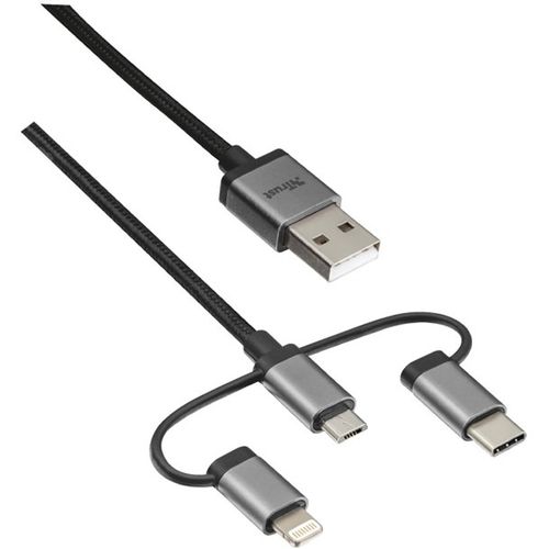 Trust Kabel 3-u-1 USB na micro-USB, Type-C, Lightning, 1m, crni (22693) slika 1