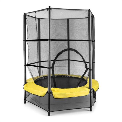 KLARFIT Rocketkid 3, žuta, 140 cm trampolin, sigurnosna mreža, bungee opruge slika 9