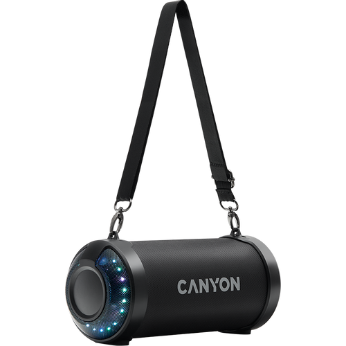 CANYON BSP-7 Bluetooth Speaker, BT V5.0, Jieli JLAC6925B, 3.5mm AUX, 1*USB-A port, micro-USB port, 1500mAh lithium ion battery, Black, cable length 0.6m, 278*117 *128mm, 0.941kg slika 2